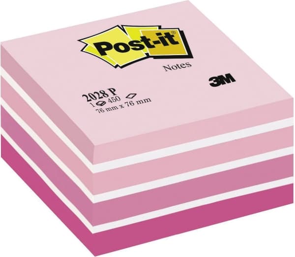 Post-it® Notes kubusblok, pastelpink, 76 mm x 76 mm, 450 ark