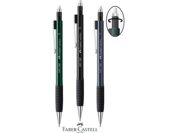 Faber-Castell GRIP 1347 - Mekanisk blyant - 0.7 mm - retraktil - med viskelær