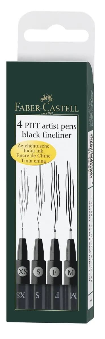 FABER-CASTELL 167115 - Sort - Multi - Sort - Vannbasert blekk - 4 stk.