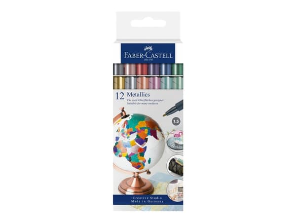 Faber-Castell Metallics - Markering - blandfärger - vattenbaserat bläck - 1.5 mm (paket om 12)
