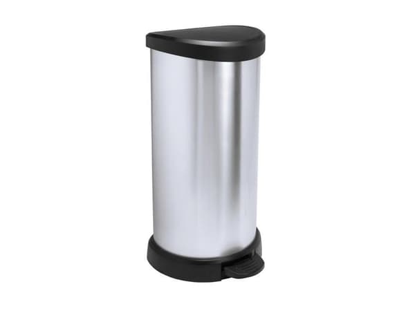 Curver - Søppelbøtte - flipp-lokk - 40 L - fotpedal - plast - svart, metallic sølv