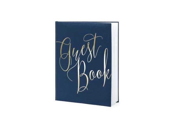 PartyDeco Gästebuch, 22 sider, Innbundet (hardcover), Blå, Gull, 200 mm, 245 mm