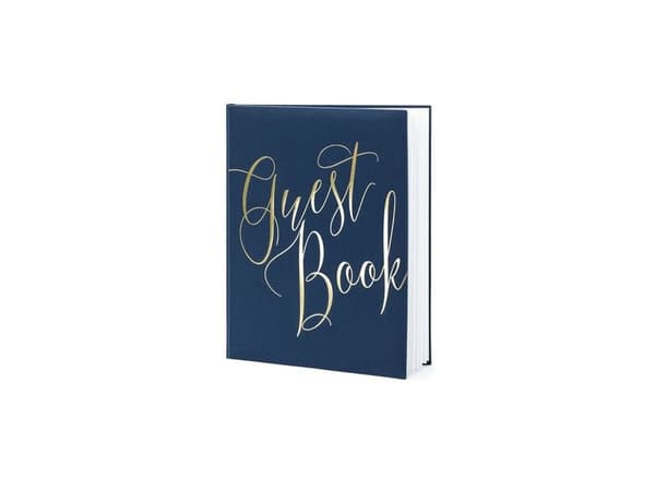 PartyDeco Gästebuch, 22 sider, Innbundet (hardcover), Blå, Gull, 200 mm, 245 mm