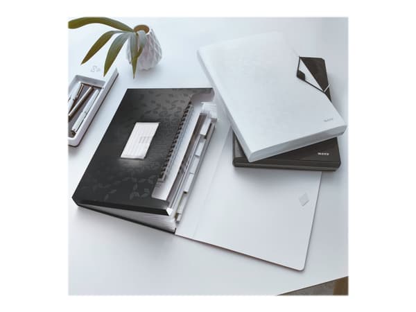 Leitz WOW - Dokumentmappe - kan utvides - 6 rom - 6 deler - for A4 - kapasitet: 250 ark - med fliker - svart