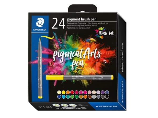 STAEDTLER 371 - Børstepenn - permanent - assorterte farger - fargeblekk (en pakke 24)