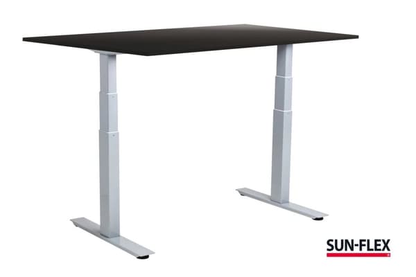 SUN-FLEX®EASYDESK ADAPT VI, White Aluminium, Blacklaminate, 120*80