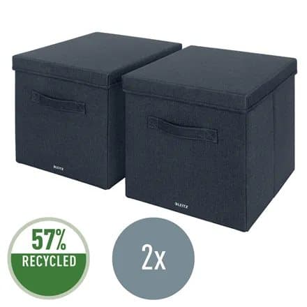Leitz Fabric Storage - Förvaringsbox - large - sammetsgrå (paket om 2)