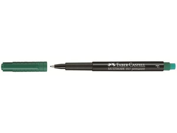 Faber-Castell MULTIMARK 1513 - Markør - permanent - grønn - 0.6 mm - fin - med viskelær