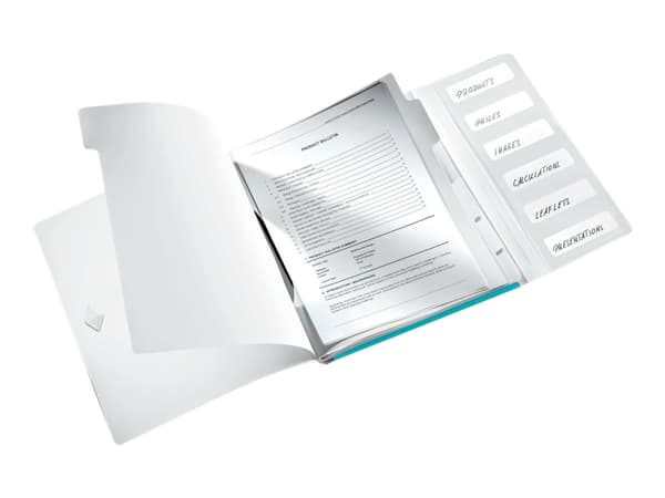 Leitz WOW - Klassifikasjonsmappe - 6 rom - 6 deler - for A4 - kapasitet: 200 ark - med fliker - turkismetallisk