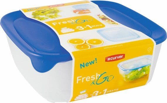 Curver SETT MED FRESH&GO BEHOLDERE 3+1 BLÅ/TRANSPARENT 182596