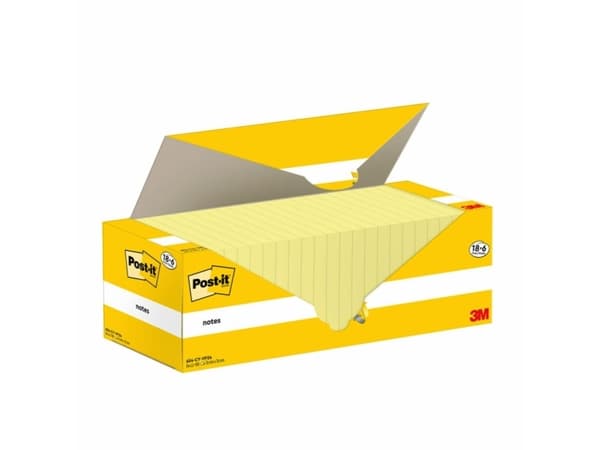 Post-It 654-CY-VP24, firkant, Gult, Papir, 76 mm, 76 mm, 100 ark