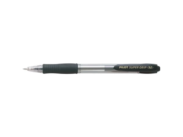 Pilot Super Grip Medium, Klämma, Fastklämbar, indragbar kulspetspenna, Svart, 1 styck, Medium