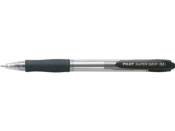 Pilot Super Grip Medium, Klämma, Fastklämbar, indragbar kulspetspenna, Svart, 1 styck, Medium