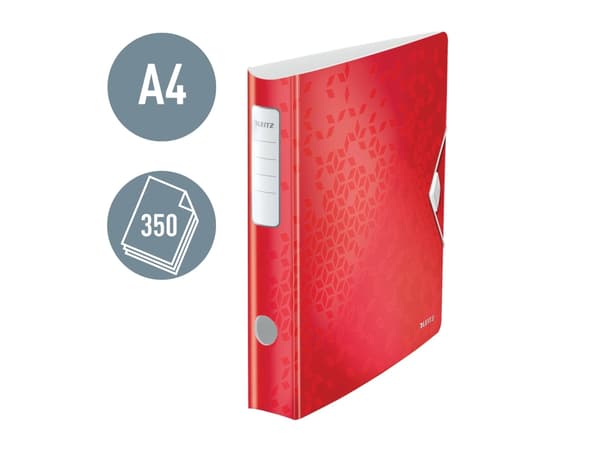 Leitz 180° Active WOW - Spakbågesfil - ryggbredd: 65 mm - för A4 (210 x 297 mm) - kapacitet: 350 ark - geometric - röd