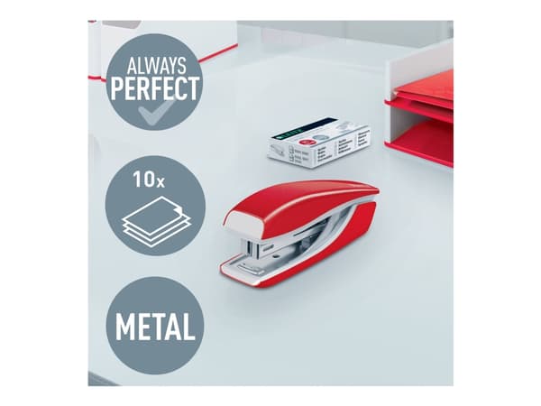 Leitz NeXXt WOW - Häftapparat - mini - 10 ark / 1 mm - No.10 - metall - röd