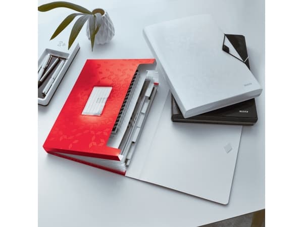 Leitz WOW - Utvidbar mappe - 6 rom - for A4 (210 x 297 mm) - kapasitet: 250 ark - geometric pattern - rød