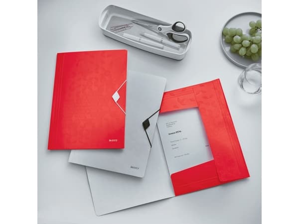 Leitz WOW - 3-fliksmappe - for A4 (210 x 297 mm) - kapasitet: 150 ark - rød