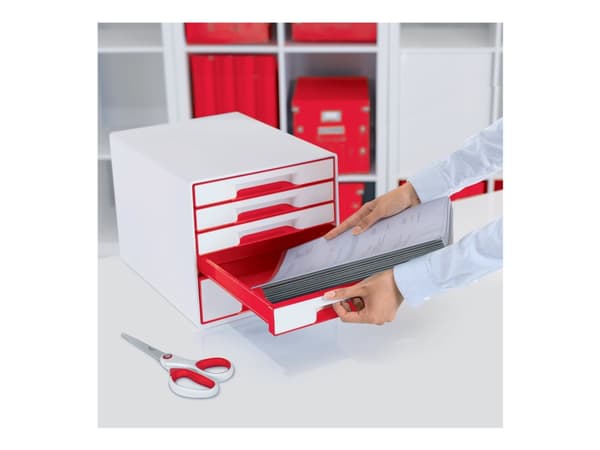 Leitz WOW CUBE - Skuffskap - 5 skuffer - for A4 Plus - rød