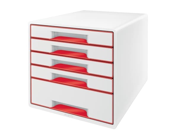 Leitz WOW CUBE - Skuffskap - 5 skuffer - for A4 Plus - rød