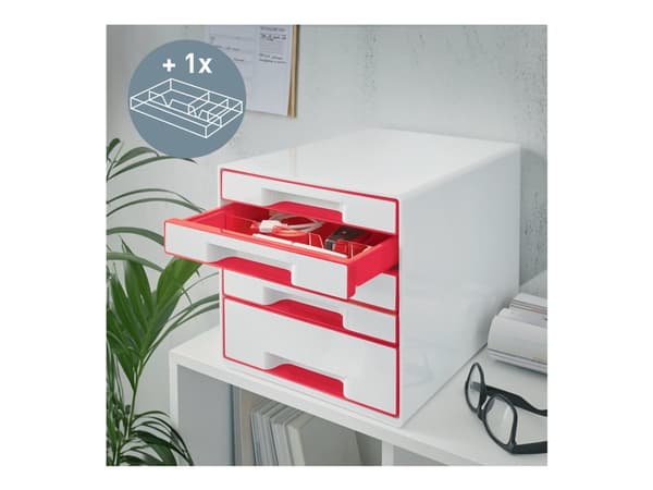 Leitz WOW CUBE - Skuffskap - 5 skuffer - for A4 Plus - rød