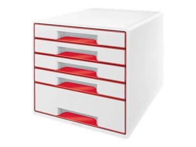 Leitz WOW CUBE - Skuffskap - 5 skuffer - for A4 Plus - rød