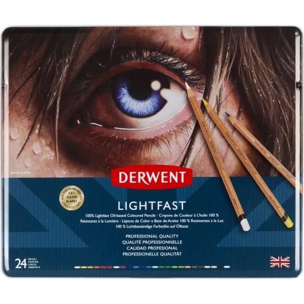 Derwent Lightfast Pencil 24 stk. i tinæske - oliebaseret farveblyant