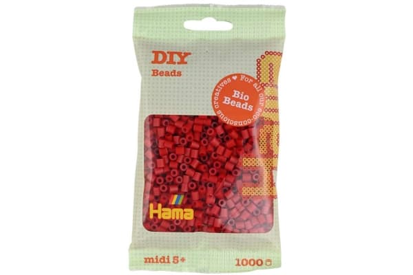 Hama BIO midi pärlor 1000st mörkröd