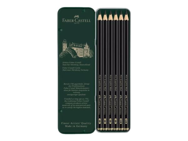 Faber-Castell Pitt Graphite Matt - Blyant - grafitt - 10B, 12B, 2B, 4B, 6B, 8B (en pakke 6)