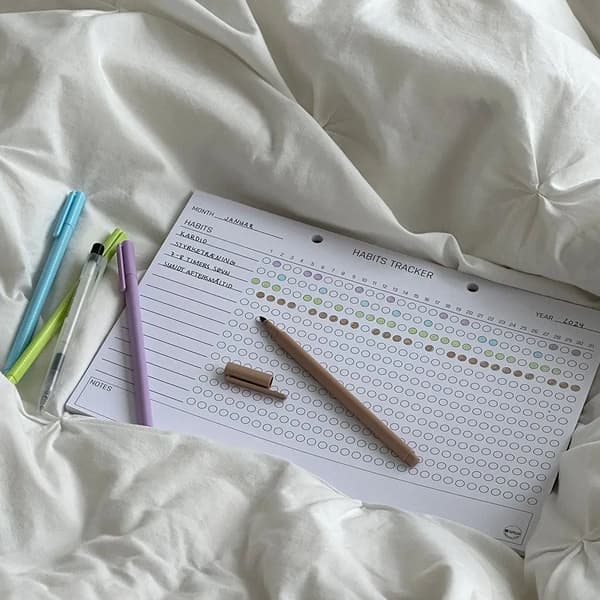 Planlægningsblok, A4 Habits tracker, engelsk, med 52 ark