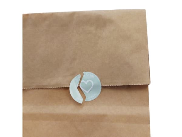 Forseglingsetiket MetoClosure hjerte Ø33mm grøn m/sikkerhedssnit 500stk/rul