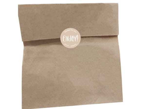 Forseglingsetiket MetoClosure Enjoy! Ø50mm brun m/sikkerhedssnit 500stk/rul