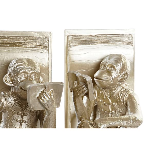 Bookend DKD Home Decor Champagne 13 x 12 x 17,5 cm Resin Colonial Monkey