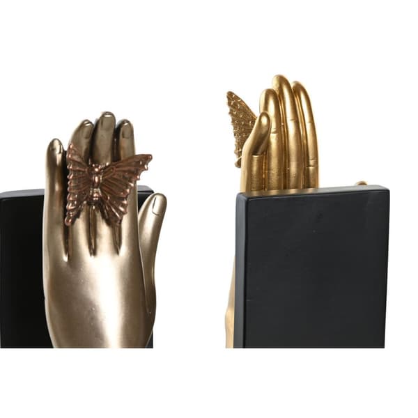 Bookend DKD Home Decor 22 x 8,5 x 17 cm Resin hands  (2 Units)