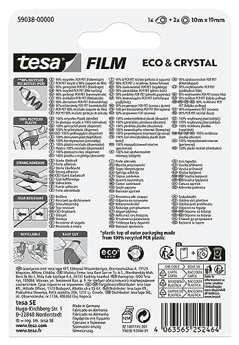 tesa ECO & CRYSTAL 59038-00000-00 film film® Eco & Crystal Transparent (L x B) 10 mx 19 mm 2 st. (59038-00000-00)