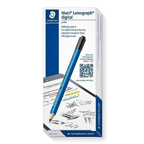 Staedtler Mars® Lumograph® digital jumbo digital penna med tryckkänslig skrivspets, med exakt skrivspets, raderknapp blå (180J 22-3)