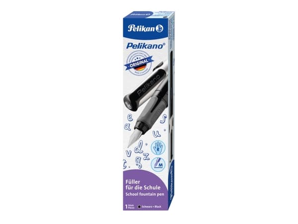 Pelikan 824477, Svart, Påfyllning med bläckpatronssystem, Blå, Rostfritt stål, Medium, Högerhänt