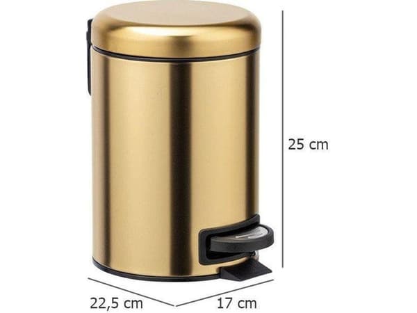 Wenko pedal papperskorg 3L guld (50764)