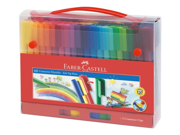 Faber-Castell CONNECTOR - Fibertuppenn - ikke-permanent - assorterte levende farger - vannbasert blekk (en pakke 60)