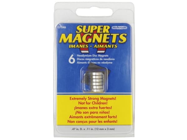 Tyhjä magneetti (Ø x K) 12 mm x 3 mm pyöreä ruostumaton teräs 6 kpl 205017