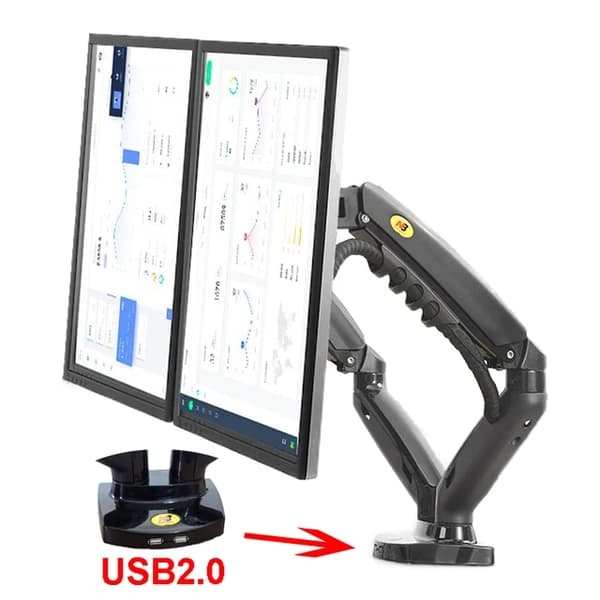 Dobbelt skærmholder, fuld bevægelse, understøtter 17-30 tommer skærme., med 2xUSB30