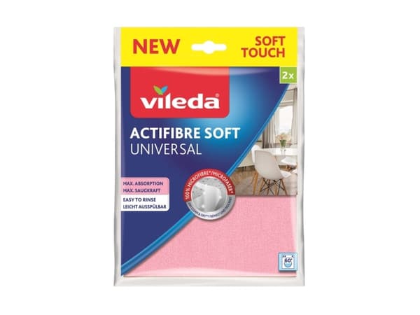 Vileda 4023103240810, Mikrofiber, Polyuretan, Grå, Rosa, Maskintvätt, 60 ° C, 260 mm, 180 mm