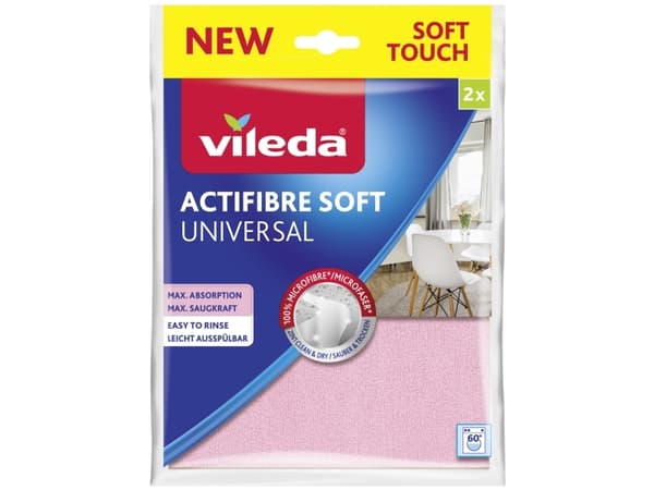 Vileda 4023103240810, Mikrofiber, Polyuretan, Grå, Rosa, Maskintvätt, 60 ° C, 260 mm, 180 mm