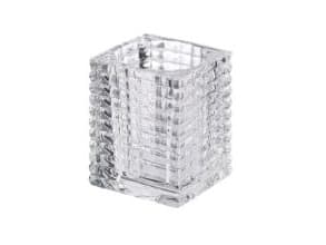 Lysholder Relight L7.6xB7.6xH9.8cm glas med riller uden refill klar,2 pk x 6 stk/krt