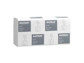Håndklædeark Katrin Plus Non-stop W-fold 2-lag L34.0xB20.3xD8.5cm Nyfiber Hvid,21 pk x 100 stk/krt