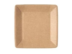 Paptallerken Firkantet L18xB18xH1cm Pap Kraf uncoated Brun,14 pk x 50 stk/krt