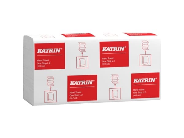 Pyyhearkki Katrin One-Stop W-Fold 2-kertainen L34.0xW20.6xD8.5cm New Fibre White,21 kpl x 110 kpl/krt