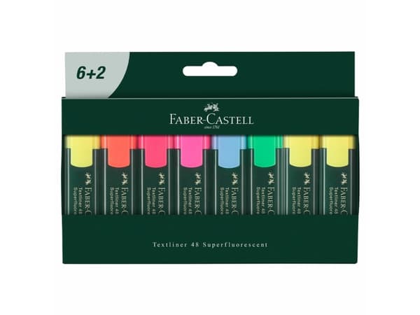 FABER-CASTELL Superfluoresoiva korostuskynä Moniväri 8 kpl