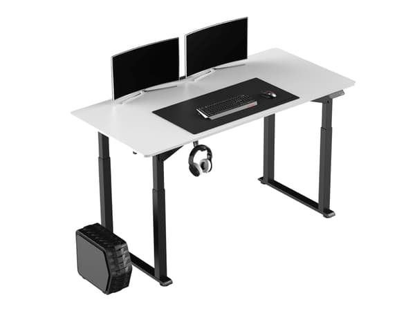 Ultradesk Uplift, Rett, Rektangulær form, Stål, Spilling, Sort, Hvit