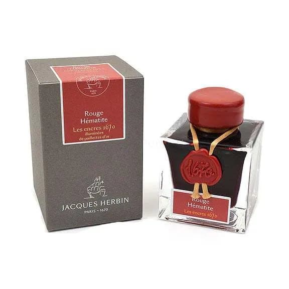 Herbin ink 1670 serie - 50ml Rouge Hèmatite with gold glitter