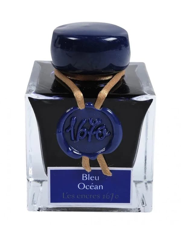 Herbin ink 1670 serie - 50ml Bleu Ocèan with gold glitter